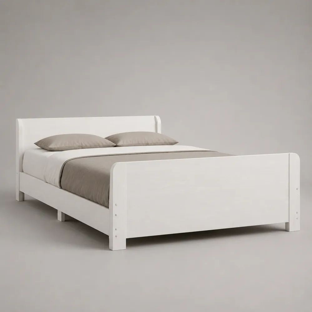 Letto matrimoniale bianco in legno e MDF per materasso 160 × 200 cm, dimensioni 168 × 210 × 95 cm