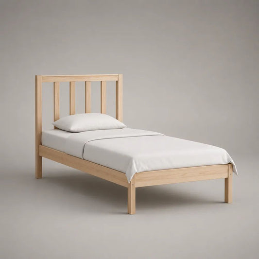 Letto singolo in pino massello naturale con rete a doghe, per materasso 90 x 200 cm, dimensioni 208 x 97 x 90 cm